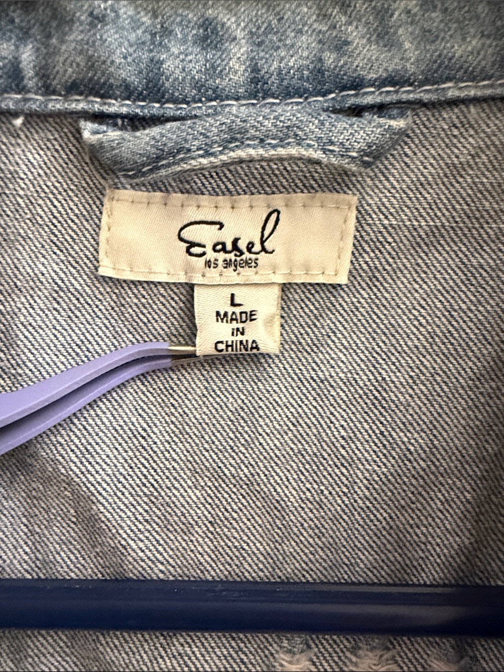easel Light Wash Distressed Denim Jacket - Picture 2 of 2